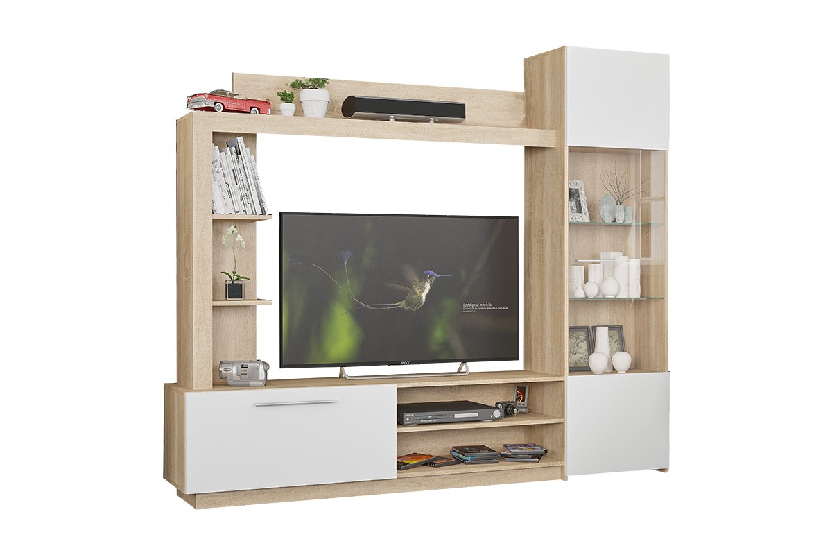 Σύνθεση τηλεόρασης “JUNE” σε σονόμα-λευκό χρώμα 204x35x177