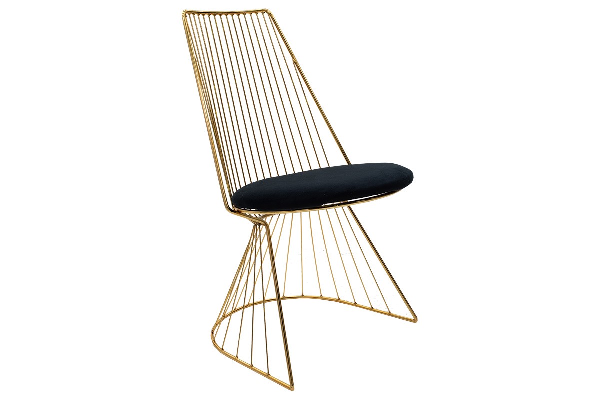 Καρέκλα “INIGO” από βελούδο/μέταλλο σε χρυσό/μαύρο χρώμα 46.5x50x88