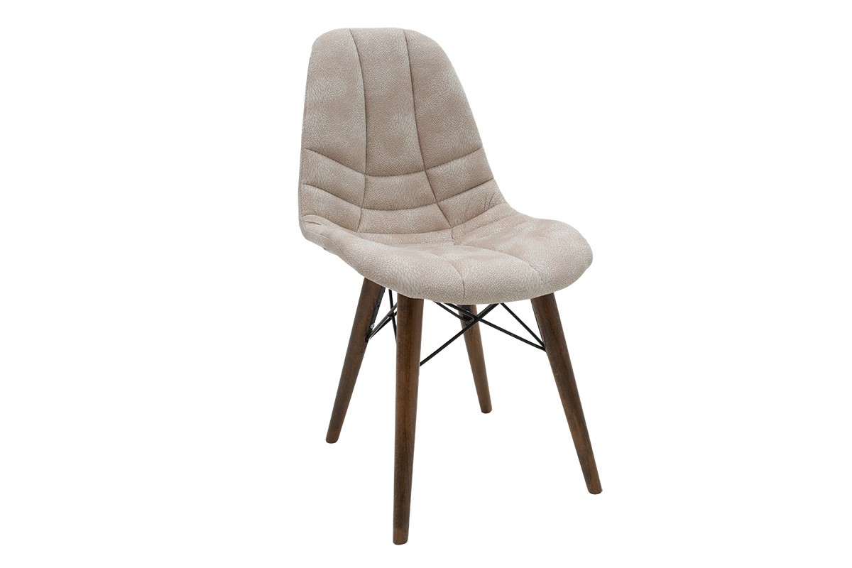 Καρέκλα "DELLY" από ύφασμα/ξύλο σε μπεζ antique/καρυδί χρώμα 45x52x80