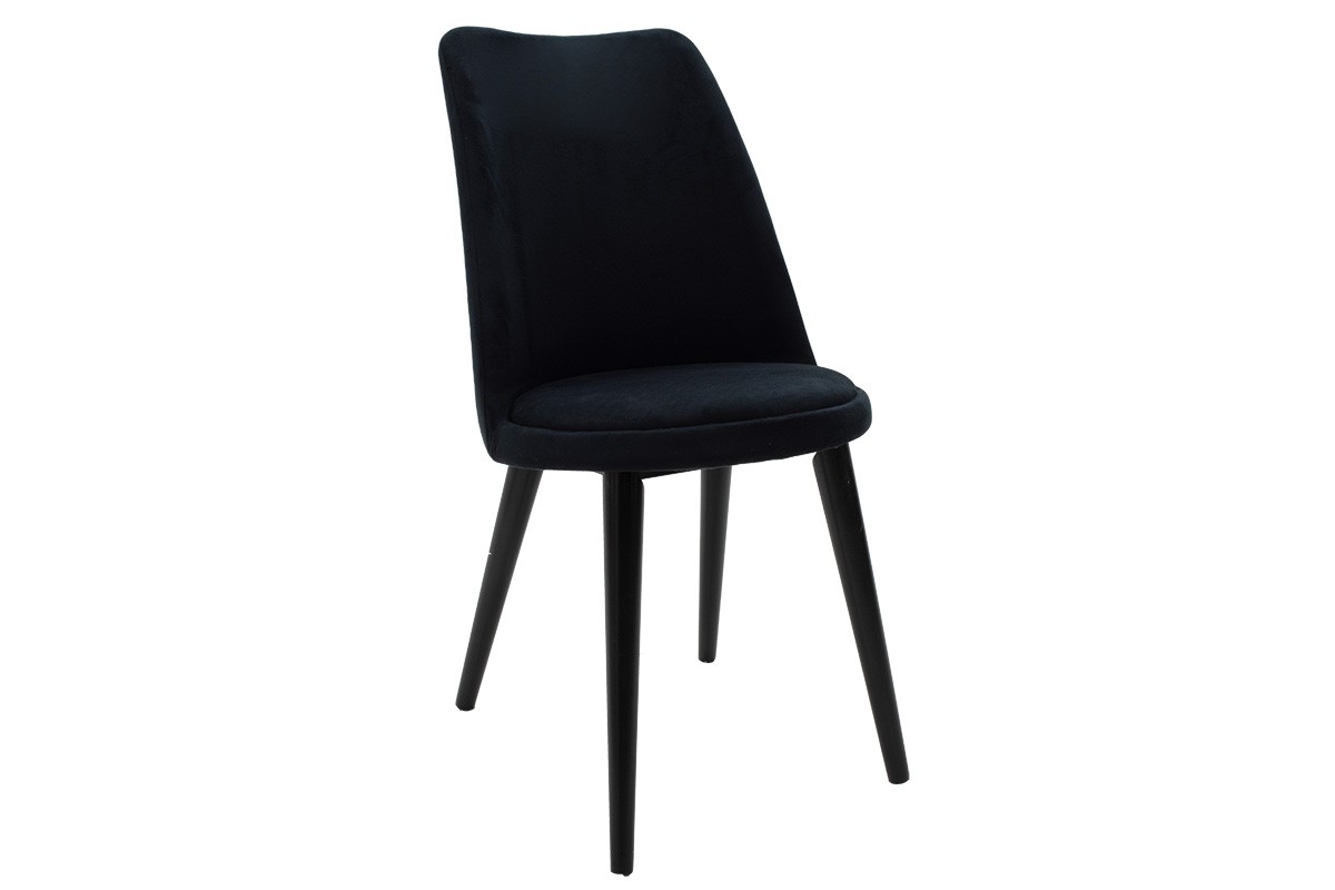 Καρέκλα “NETTIE” από βελούδο/ξύλο σε μαύρο χρώμα 46x44x86