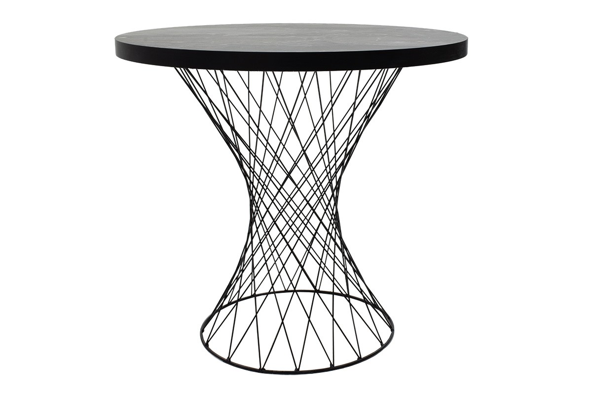 Τραπέζι “RONLELE” από μέταλλο/MDF σε μαύρο χρώμα Φ80×76