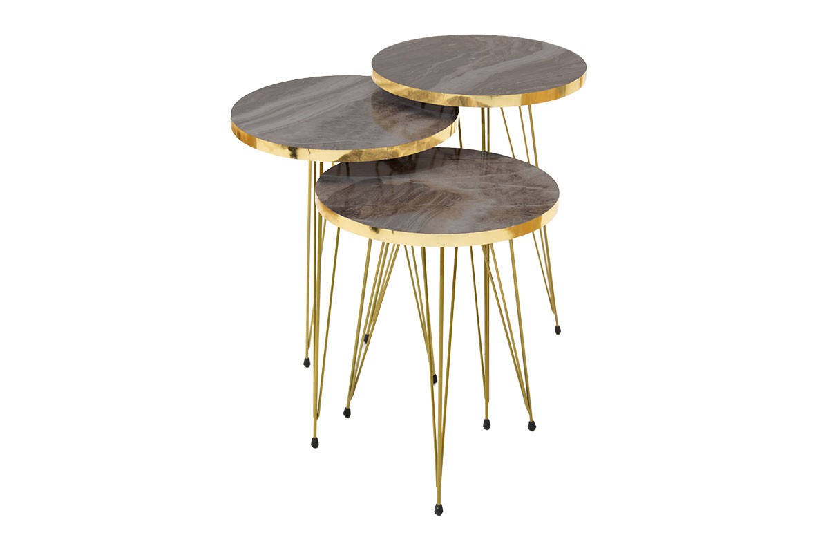 Τραπέζια βοηθητικά “BUENA” σε άσπρο/χρυσό χρώμα 33x33x52