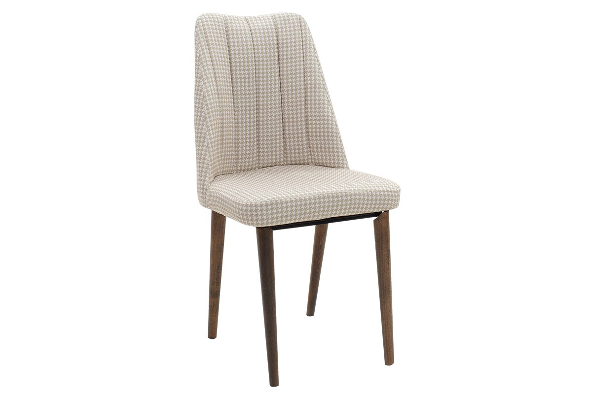 Καρέκλα "MILLIE" από ξύλο/ύφασμα σε μπεζ/καρυδί χρώμα 47x51x101