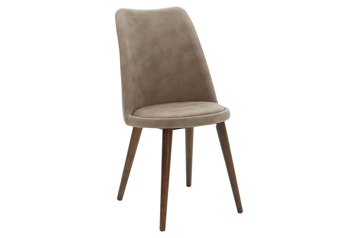 Καρέκλα “NETTIE” από ύφασμα/ξύλο σε μόκα antique/καρυδί χρώμα 46x44x86
