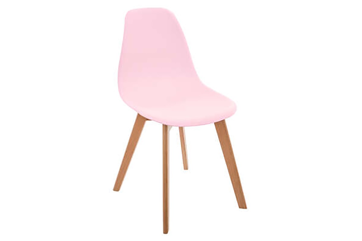 Καρέκλα “LENA” παιδική από PP/ξύλο σε ροζ/φυσικό χρώμα 34x33x57
