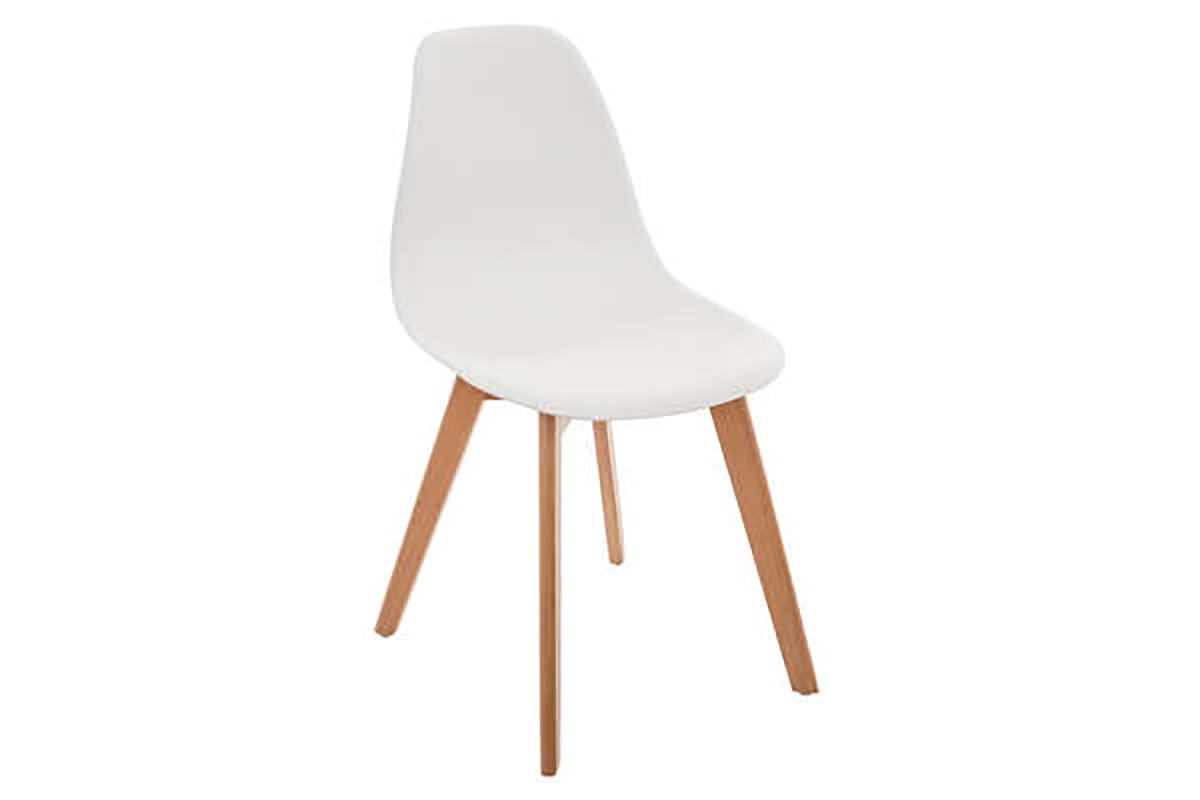 Καρέκλα “LENA” παιδική από PP/ξύλο σε λευκό/φυσικό χρώμα 34x33x57