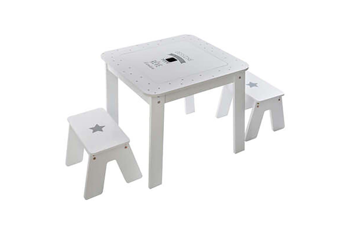 Τραπέζι “ELVIS” παιδικό 3τμχ από MDF σε λευκό χρώμα 57x57x51.5