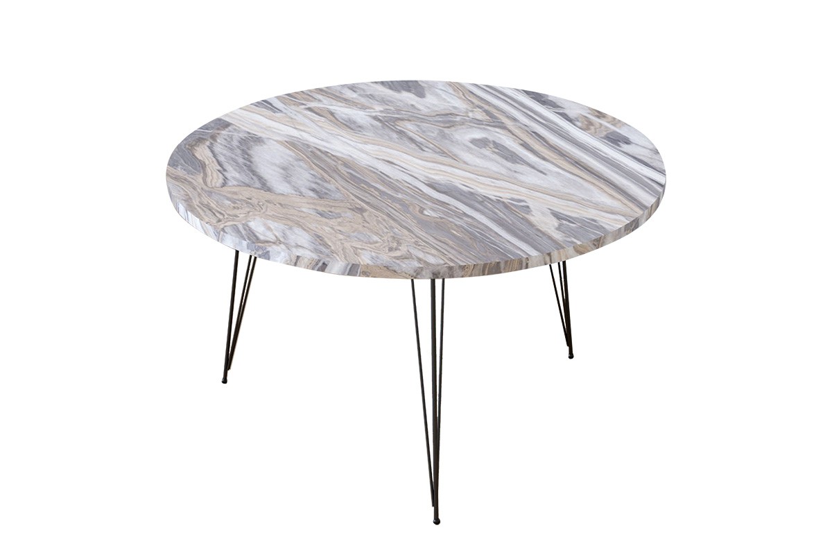 Τραπέζι σαλονιού “NIDRA” σε λευκό/γκρι/μαύρο χρώμα Φ70×40