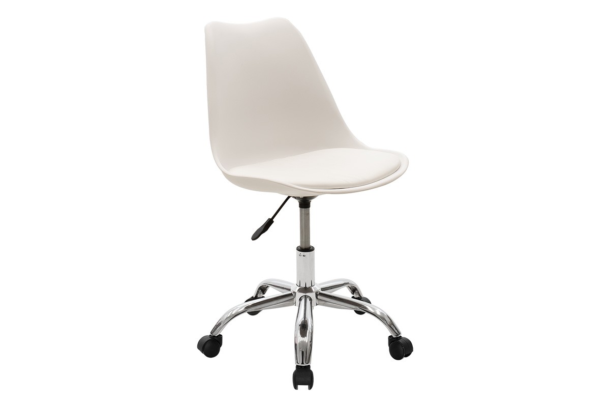 Καρέκλα γραφείου εργασίας “GASTON II” από PP/PU/μέταλλο σε λευκό/ασημί χρώμα 57x48x93