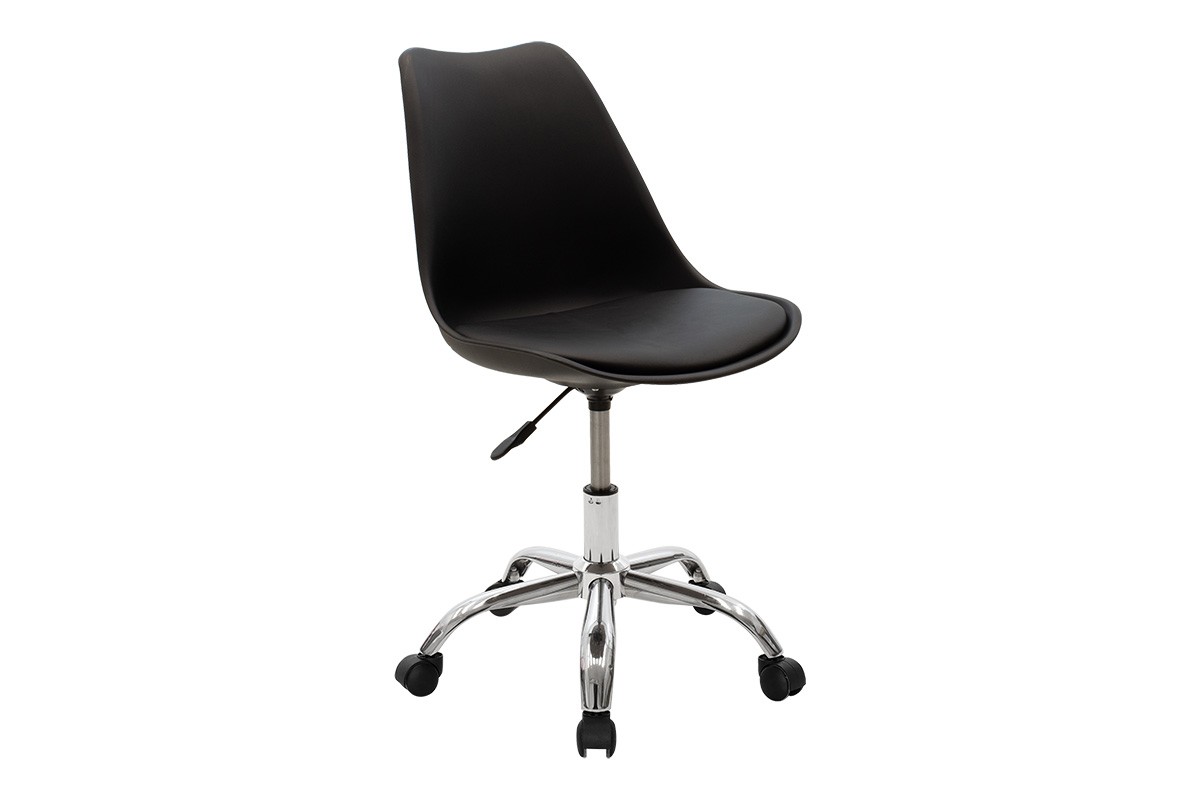 Καρέκλα γραφείου εργασίας “GASTON II” από PP/PU/μέταλλο σε μαύρο/ασημί χρώμα 57x48x93