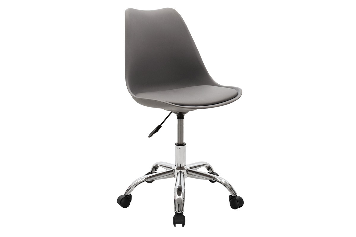 Καρέκλα γραφείου εργασίας “GASTON II” από PP/PU/μέταλλο σε γκρι/ασημί χρώμα 57x48x93