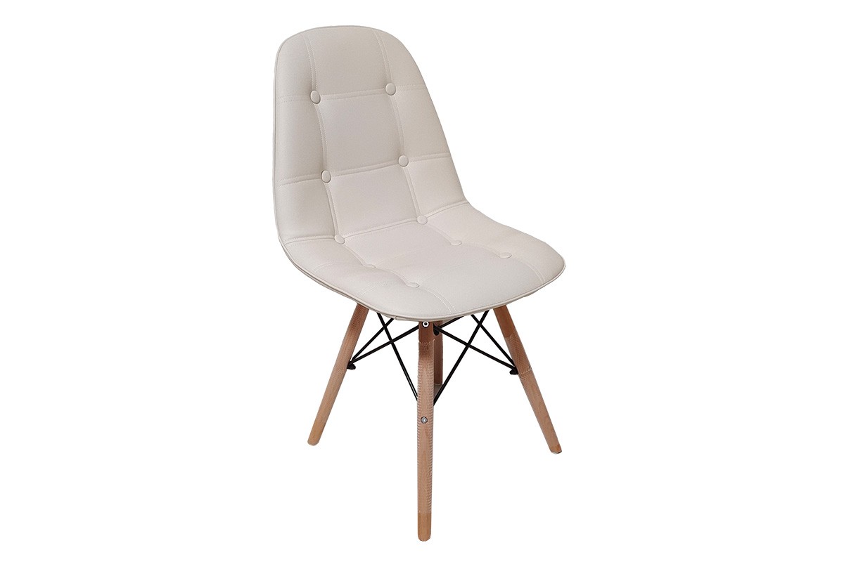 Καρέκλα “NILE” από PU/PP/μέταλλο σε λευκό/φυσικό χρώμα 55x47x82