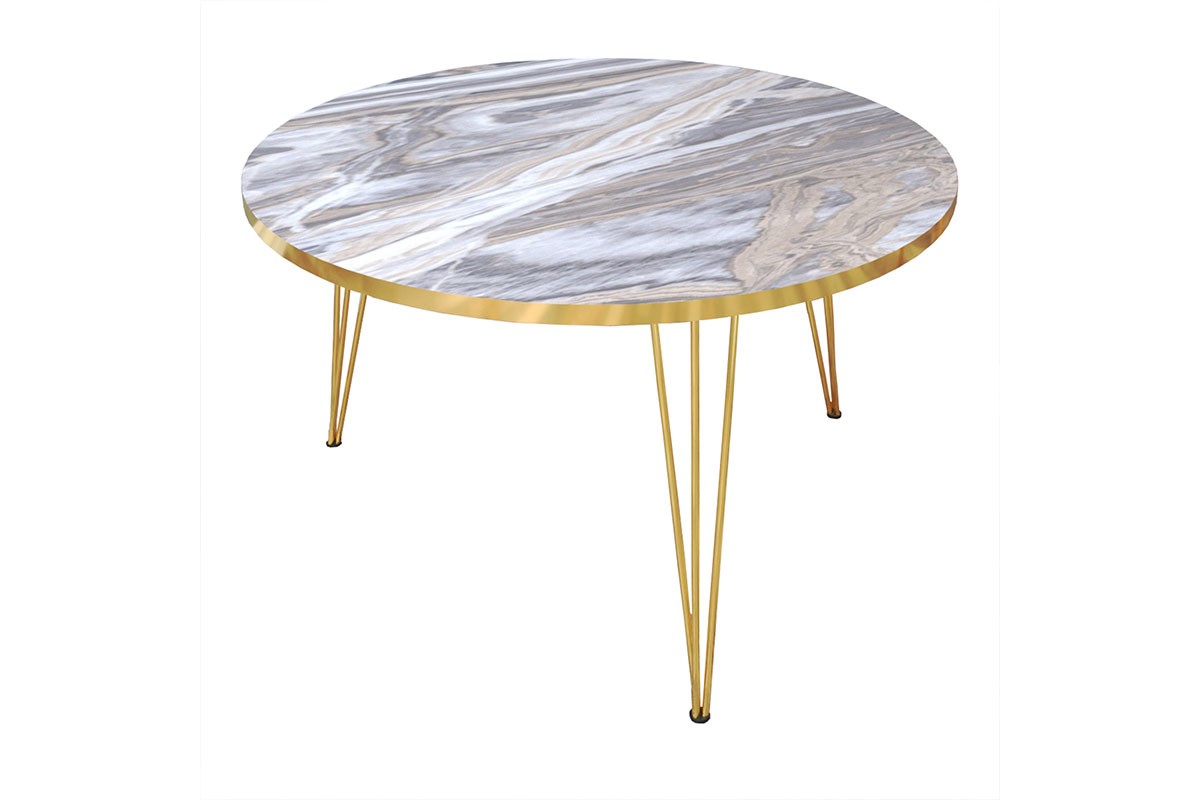 Τραπέζι σαλονιού “NIDRA” σε λευκό/χρυσό χρώμα Φ70×40