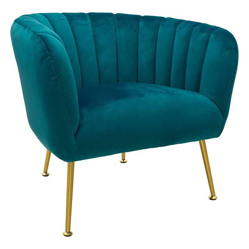 Πολυθρόνα “POISON” βελούδινη σε χρώμα μπλε-χρυσό 78x71x69