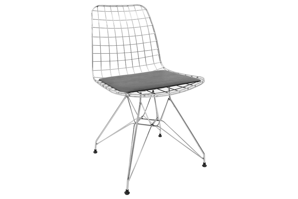 Καρέκλα “PILOT” από μέταλλο/PU σε χρωμίου/μαύρο χρώμα 45x53x80