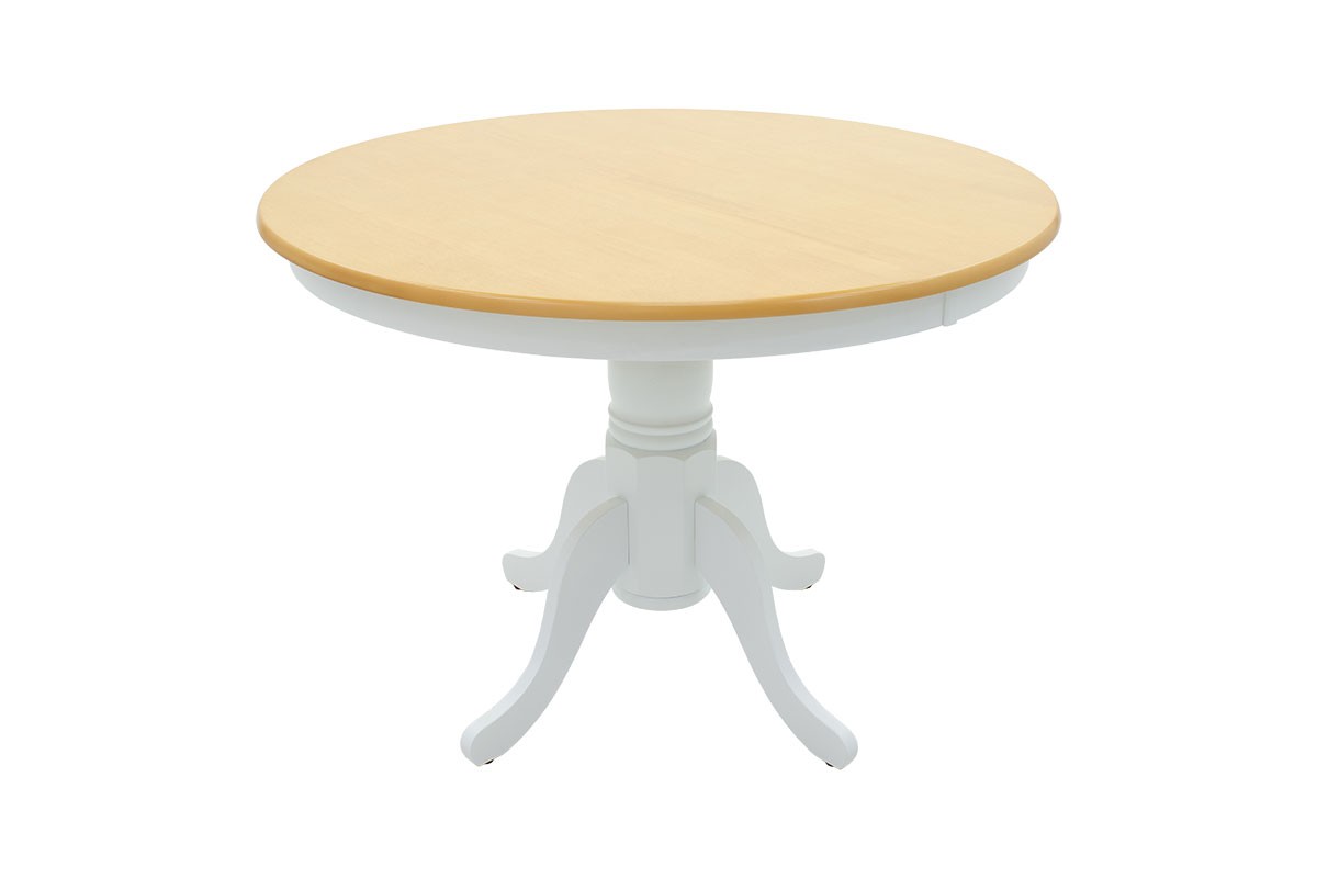 Τραπέζι ροτόντα "ALICE" από MDF σε φυσικό-λευκό χρώμα Φ106x78