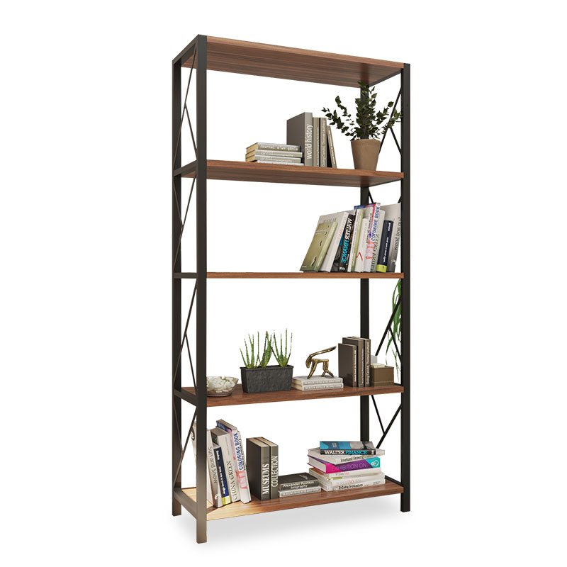 Βιβλιοθήκη “OCTAVA” σε χρώμα καρυδί/μαύρο 60x30x150