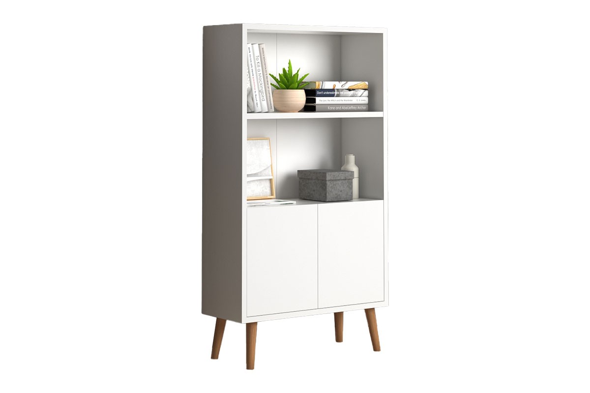 Βιβλιοθήκή χαμηλή “RIPLEY” σε λευκό/sonoma χρώμα 60x24x110