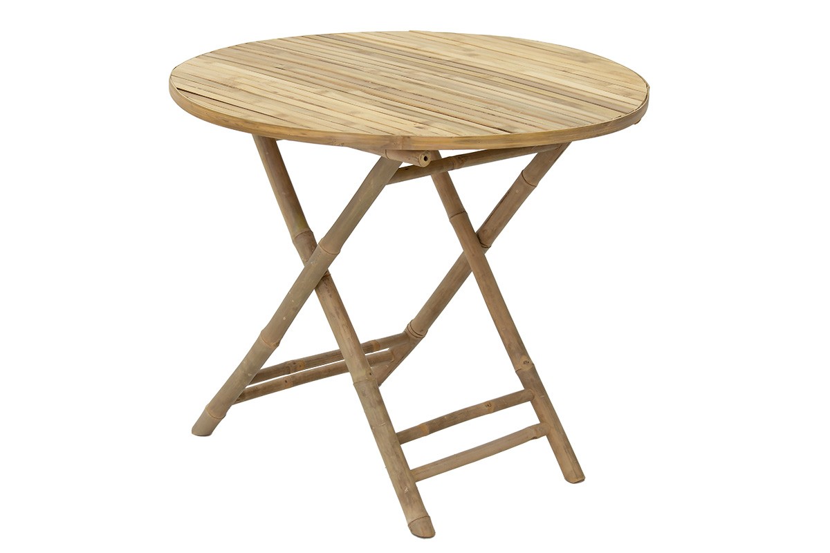Τραπέζι “OBBIE” πτυσσόμενο από μπαμπού σε φυσικό χρώμα Φ90×77