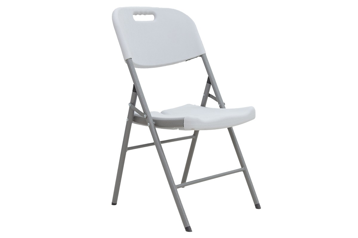 Καρέκλα πτυσσόμενη “ZORA” από πολυαιθυλένιο/μέταλλο σε λευκό/γκρι χρώμα 46x56x87
