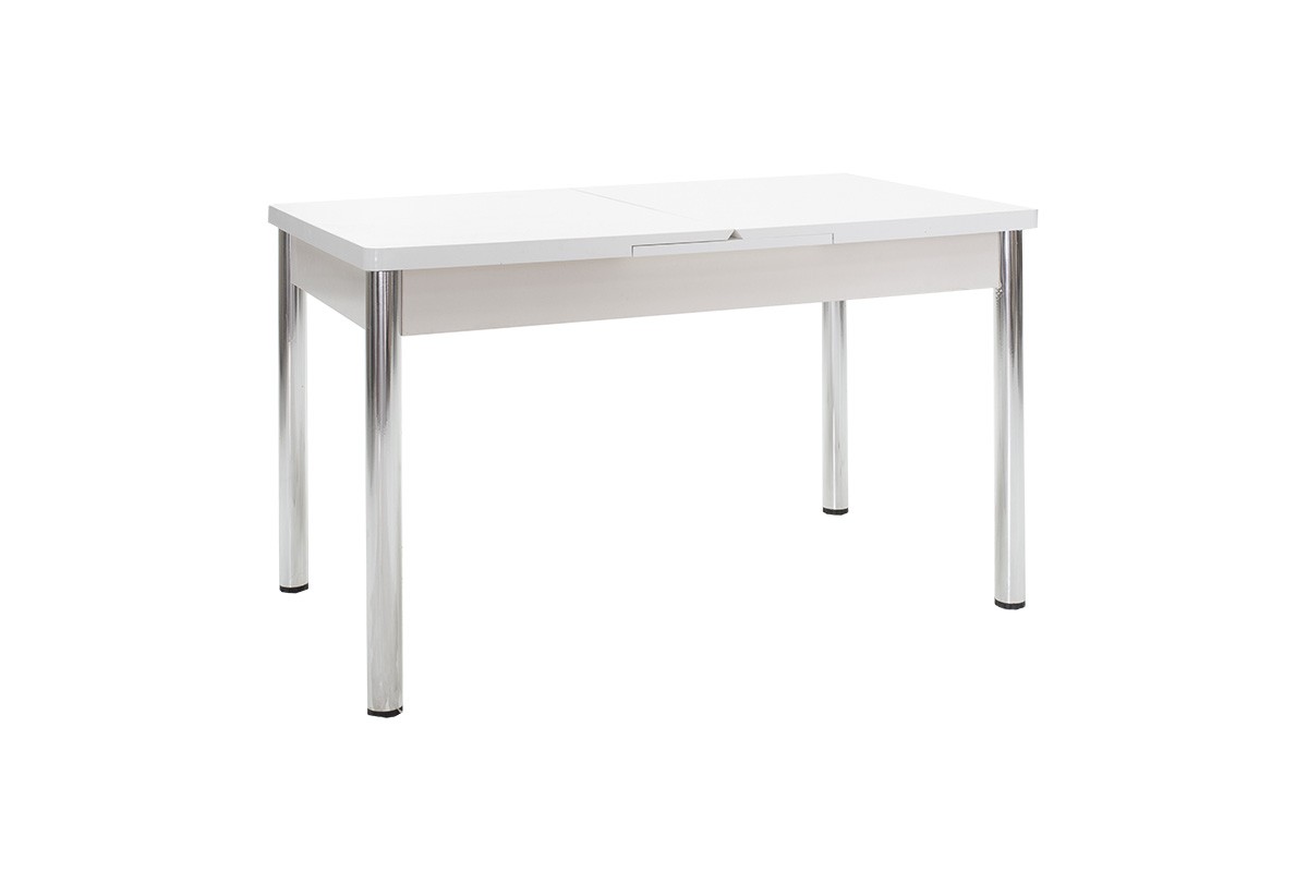 Τραπέζι “VALENCIA” επεκτεινόμενο από MDF/μέταλλο σε λευκό/inox χρώμα 130x80x75