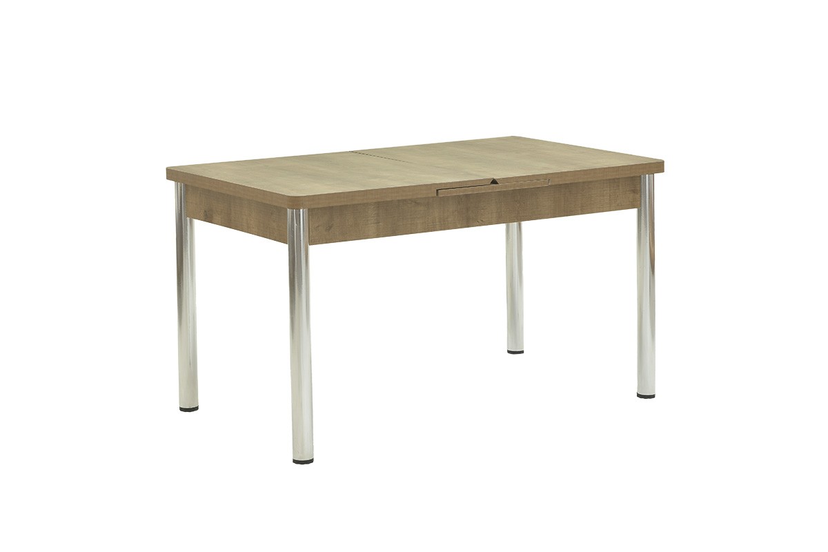 Τραπέζι “VALENCIA” επεκτεινόμενο από MDF/μέταλλο σε φυσικό/inox χρώμα 130x80x75
