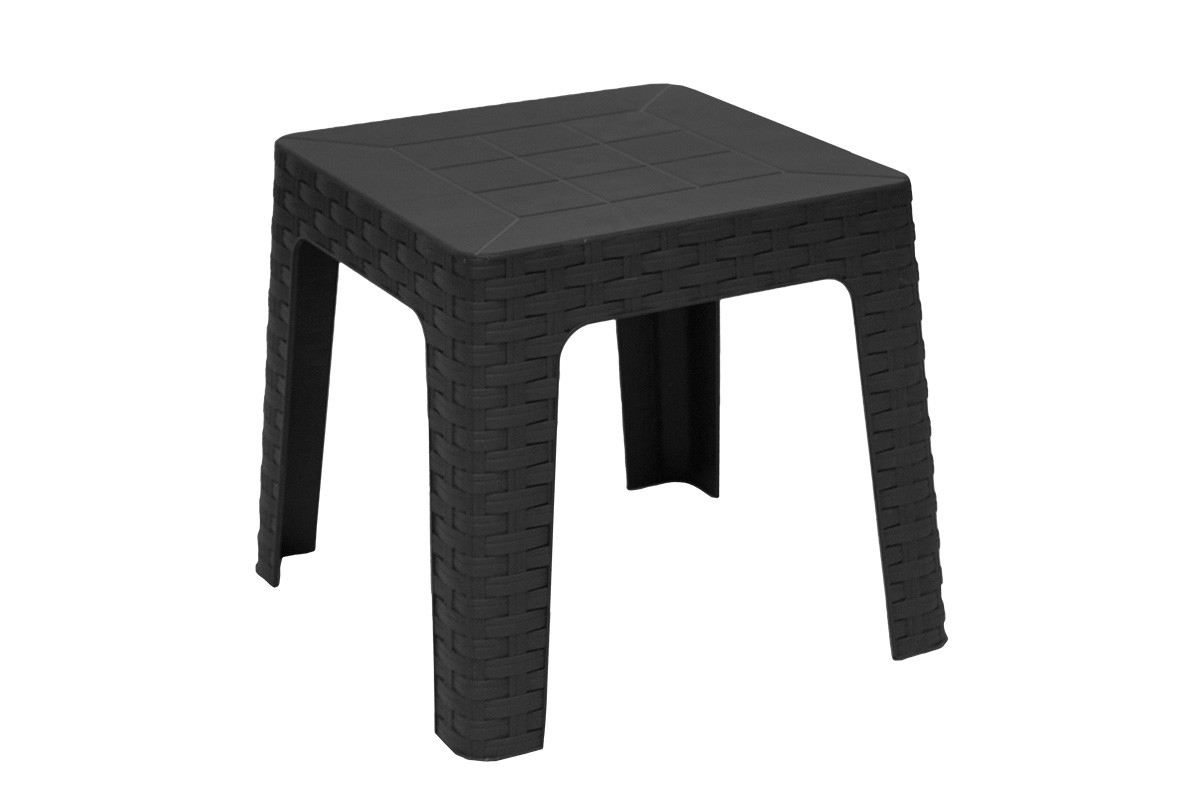 Τραπέζι κήπου “MONACO” από PP/rattan σε ανθρακί χρώμα 42x42x42