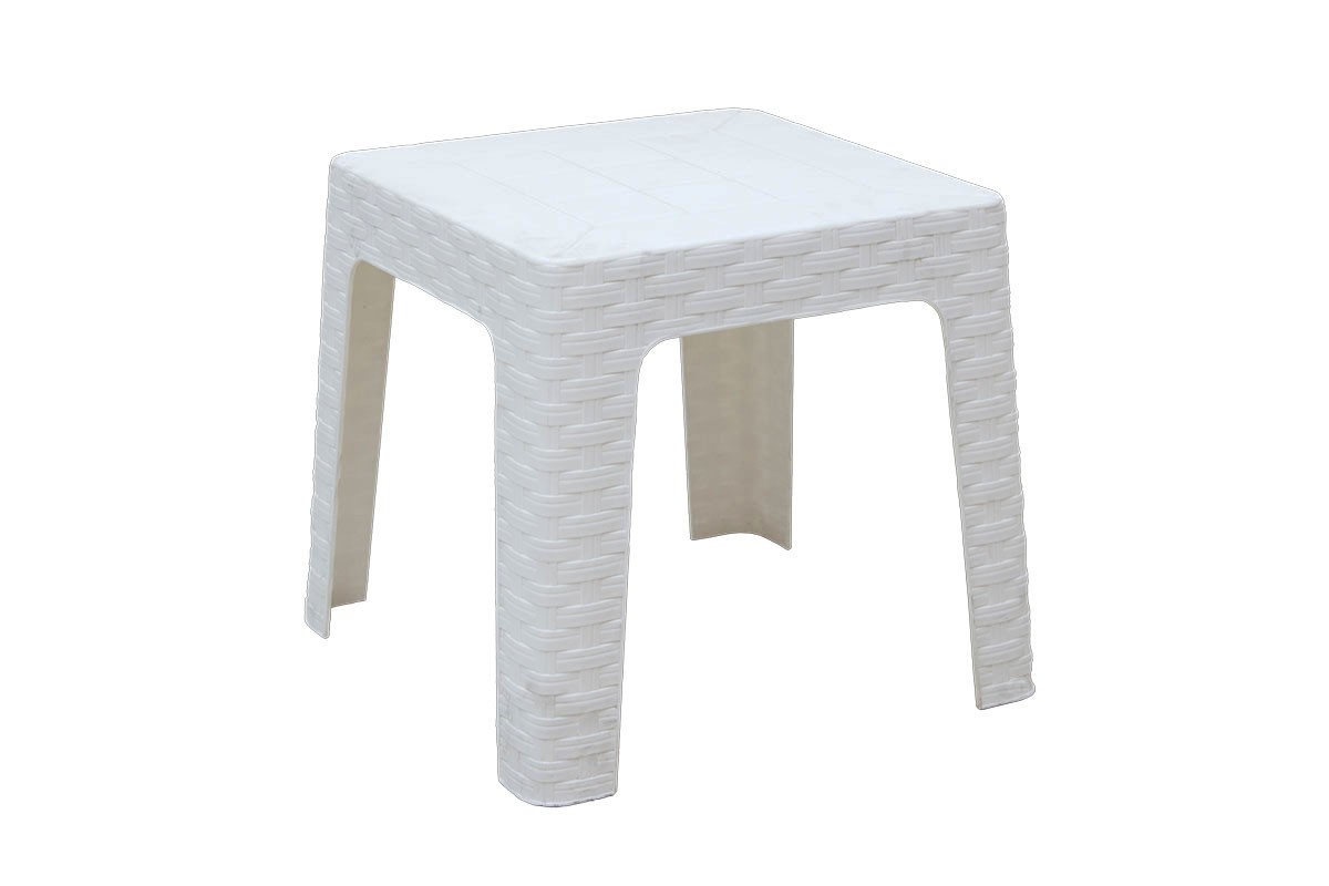 Τραπέζι κήπου “MONACO” από PP/rattan σε λευκό χρώμα 42x42x42