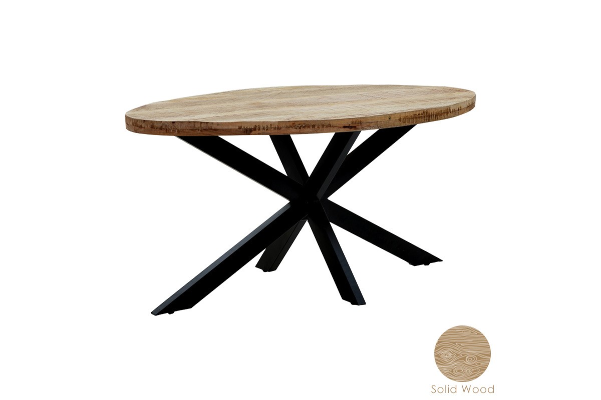 Τραπέζι “MAJESTY” από μασίφ ξύλο/μέταλλο σε καρυδί/μαύρο χρώμα 160x90x74