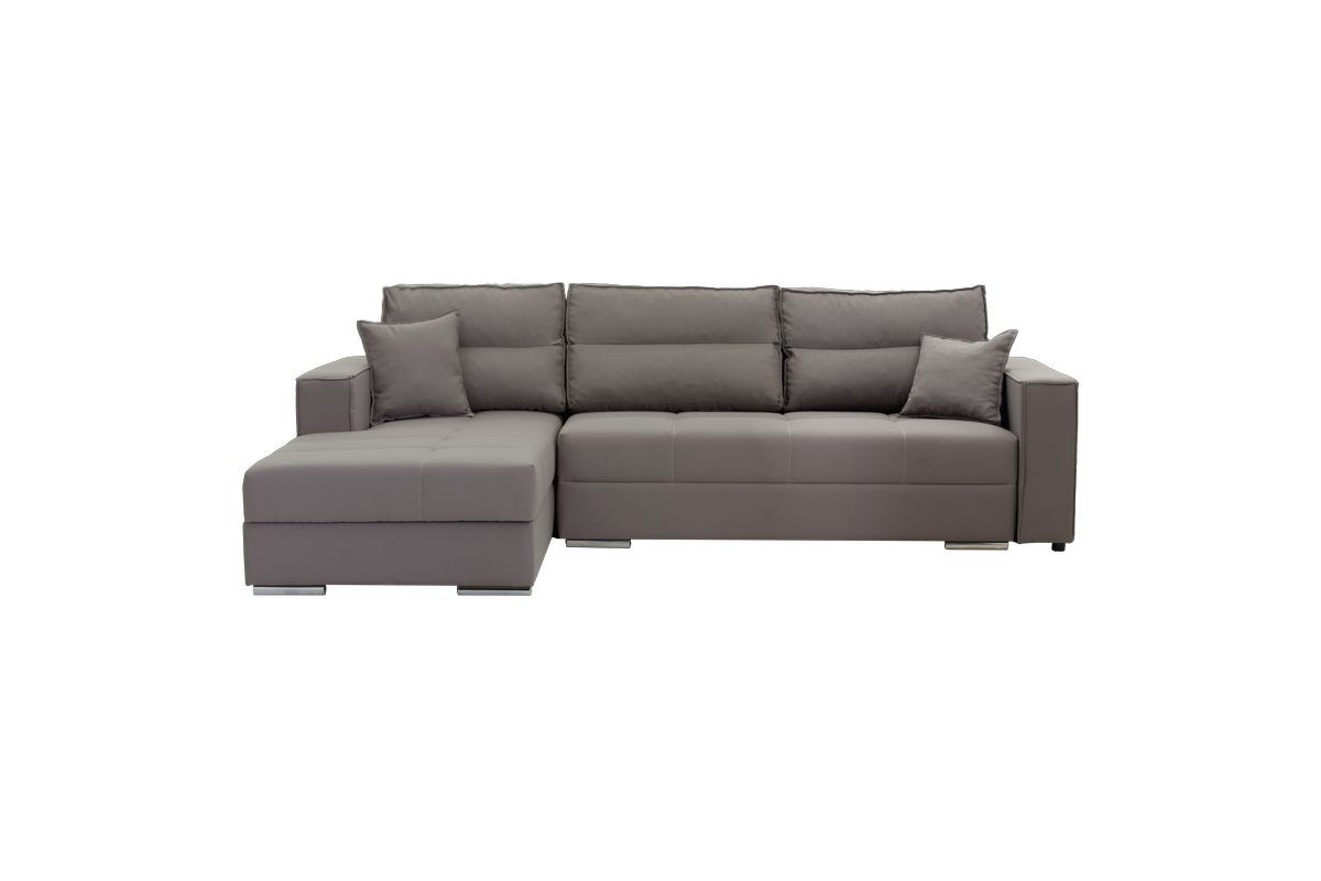 Γωνιακός καναπές-κρεβάτι “MORGANA” από ύφασμα σε γκρί χρώμα δεξιά γωνία 270x190x98/88