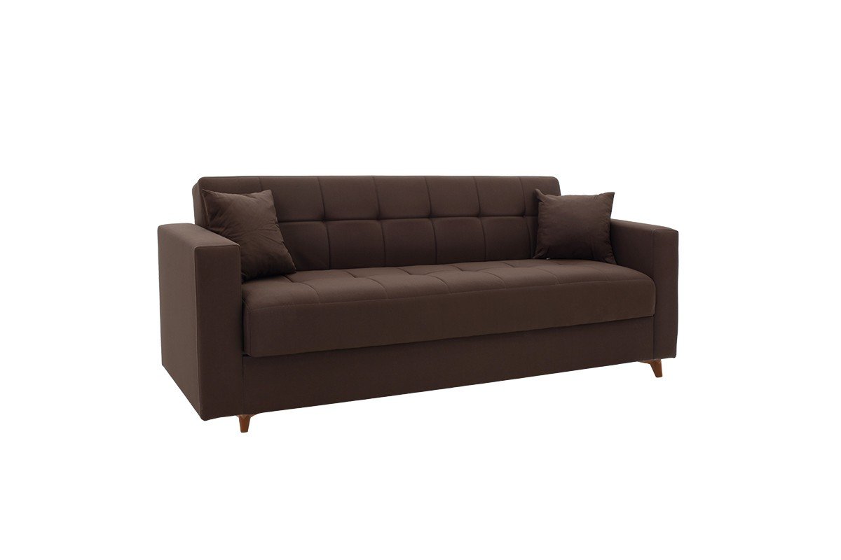 Καναπές-κρεβάτι “SILIA” τριθέσιος από ύφασμα σε καφέ χρώμα 224x80x82