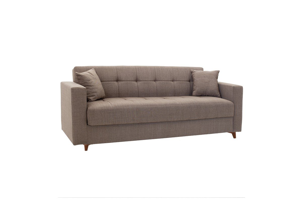 Καναπές-κρεβάτι “SILIA” τριθέσιος από ύφασμα σε μπεζ/καφέ χρώμα 224x80x82