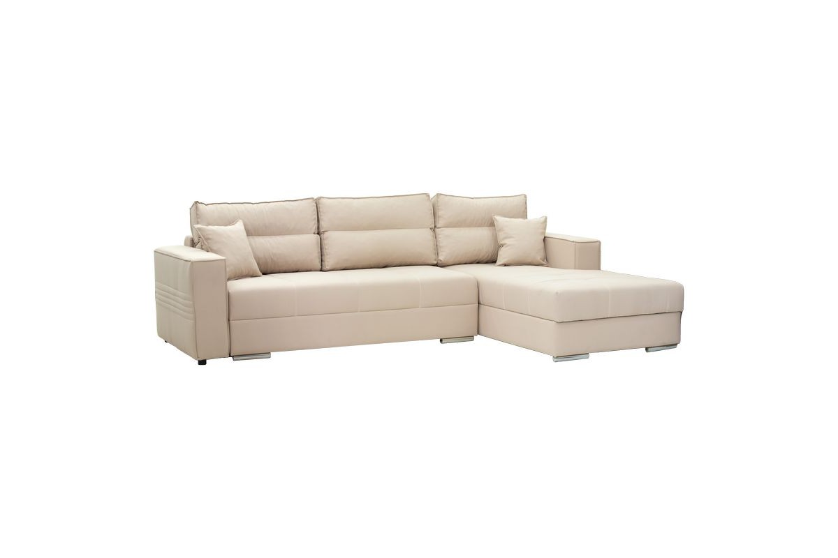 Kαναπές-κρεβάτι “MORGANA” με αριστερή γωνία από ύφασμα σε μπεζ χρώμα 270x190x98/88