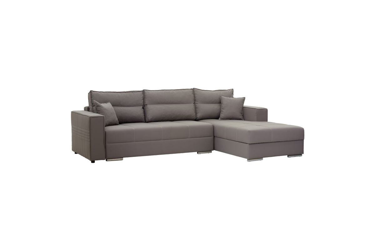 Kαναπές-κρεβάτι “MORGANA” με αριστερή γωνία από ύφασμα σε γκρι χρώμα 270x190x98/88