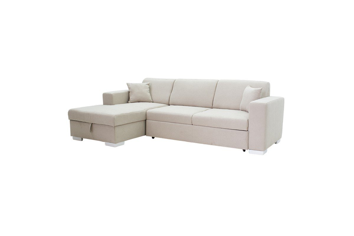 Καναπές-κρεβάτι “GABRIELE” με δεξιά γωνία από ύφασμα σε μπεζ χρώμα 262x157x83