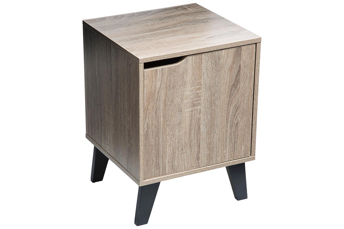 Κομοδίνο “PELOS” από φυσικό/μαύρο χρώμα 34,5x32x47