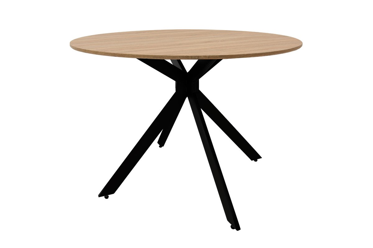 Τραπέζι “TONIA” από MDF σε φυσικό/μαύρο χρώμα Φ120×76
