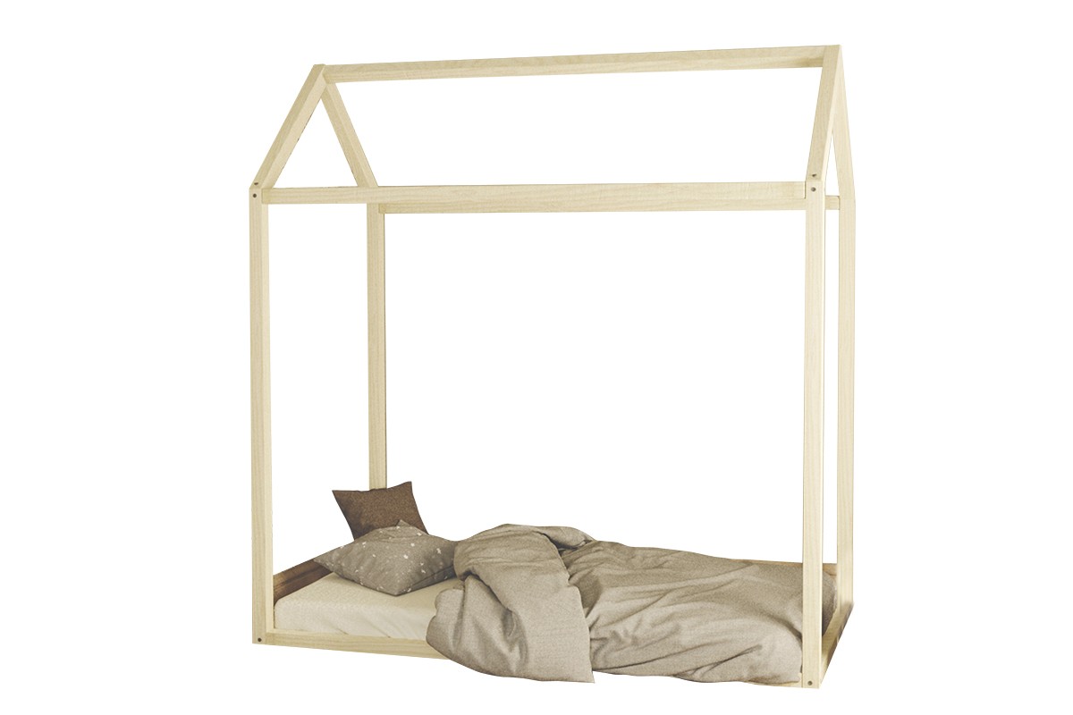 Κρεβάτι παιδικό “PALACE” από ξύλο σε φυσικό χρώμα 148x158x78