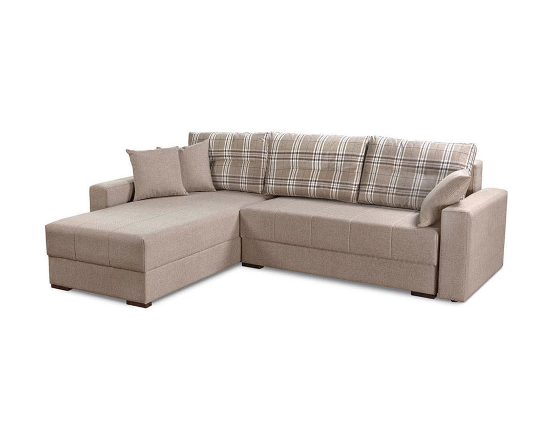 Καναπές-κρεβάτι "NINA" γωνία υφασμάτινος σε χρώμα καφέ 280x205x80