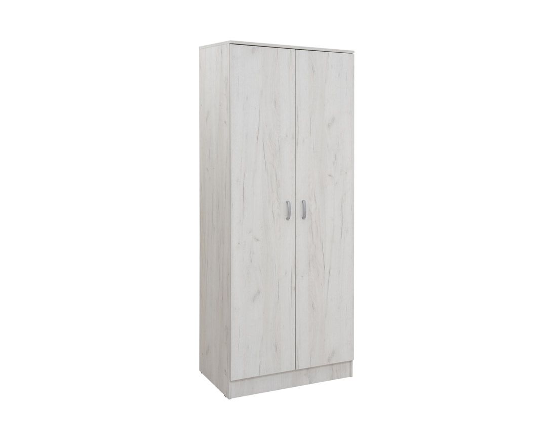 Ντουλάπα “ORMAR” δίφυλλη σε χρώμα λευκό-δρυς 82x53x200