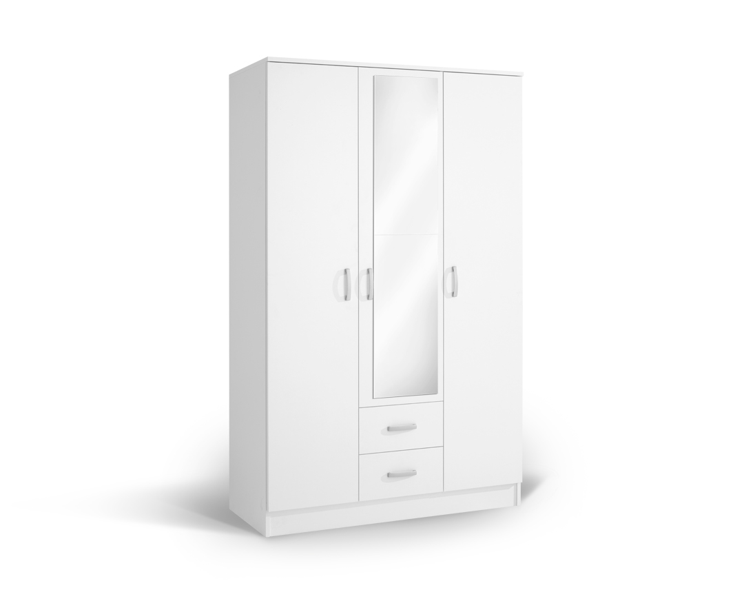 Ντουλάπα “ORMAR” τρίφυλλη σε χρώμα λευκό 123x53x200