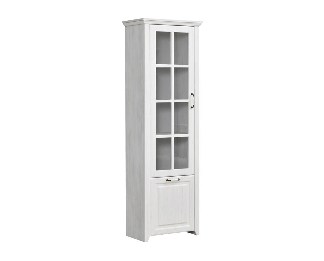 Βιτρίνα-βιβλιοθήκη “RUSTIC” από mdf σε ρουστίκ λευκό χρώμα 67x41x209