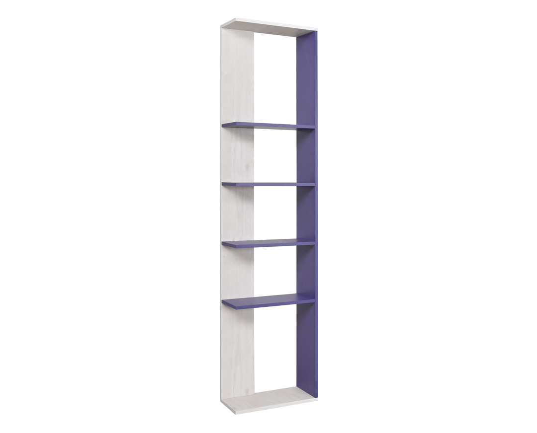 Ραφιέρα “NUMERO” σε λευκό δρυς- μωβ χρώμα 22x50x217,5