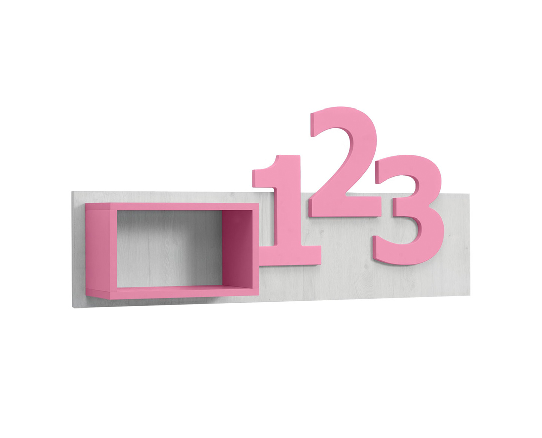 Ράφι «NUMERO» σε λευκό-ροζ χρώμα 120x22x54