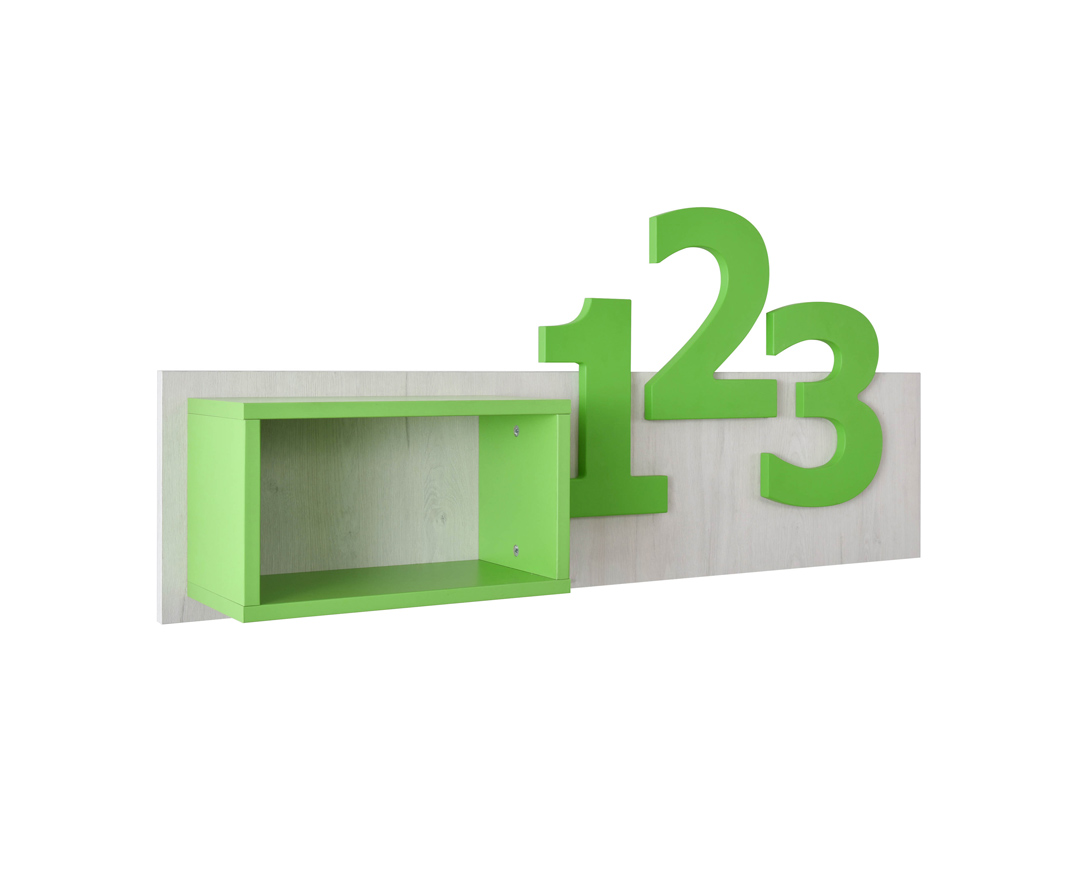 Ράφι “NUMERO” σε λευκό-πράσινο χρώμα 120x22x54