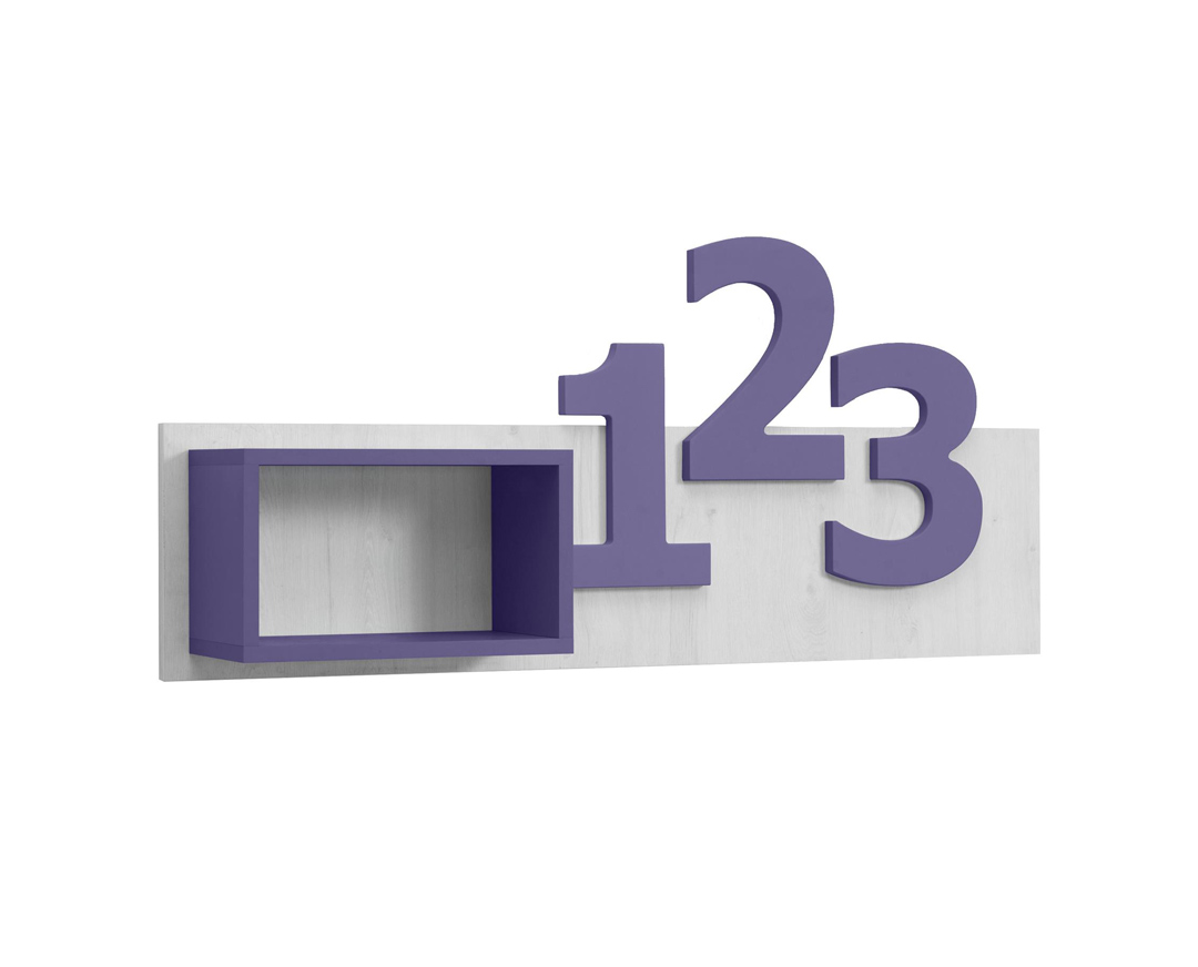 Ράφι “NUMERO” σε λευκό-μωβ χρώμα 120x22x54