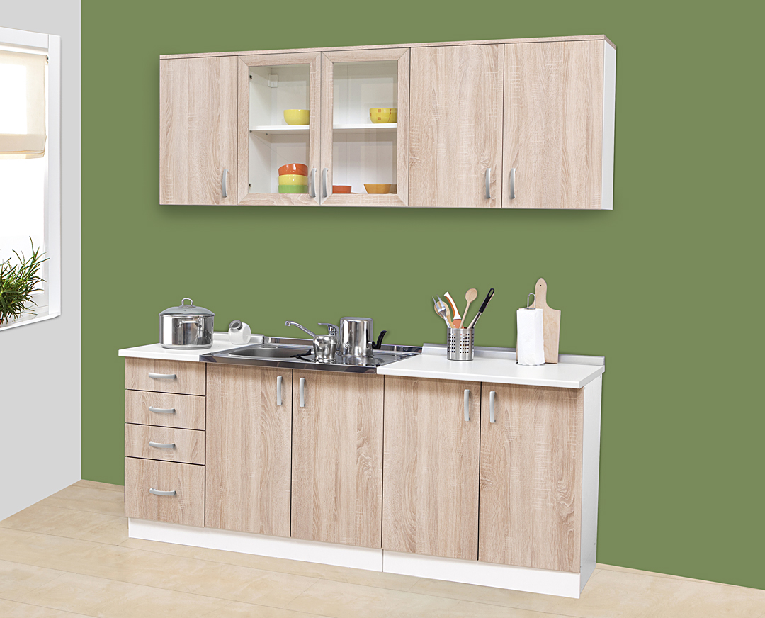Κουζίνα «STANDARD» σετ 6τμχ σε δρυς χρώμα 200×85/68×60/30