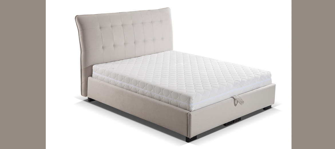Κρεβάτι "DREAM" διπλό με ενσωματωμένο στρώμα υφασμάτινο σε χρώμα μπεζ 160x200