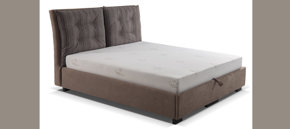Κρεβάτι "ARIZONA" διπλό με ενσωματομένο στρώμα υφασμάτινο σε χρώμα καφέ 160x200