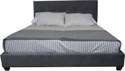Κρεβάτι "RAFAELA" διπλό υφασμάτινο σε χρώμα σκούρο γκρι 160x200